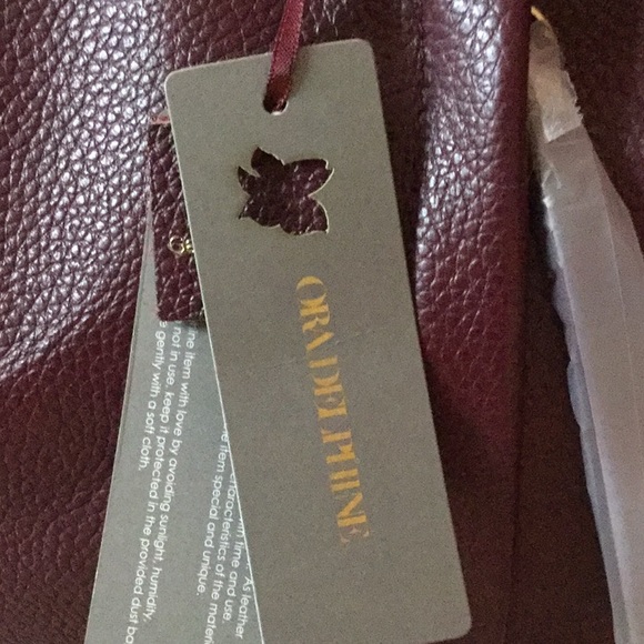 Ora Delphine NWT Maroon Leather Satchel Bag - Picture 4 of 10